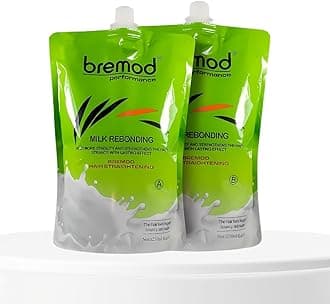 Bremod Milk Rebonding Hair Straightening Set | Professional Salon-Quality Formula | Smooth & Silky Hair Treatment | 1250ml x 2