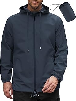 COOFANDYRain Jacket Men Packable Waterproof Raincoat with Hood Lightweight Windbreaker for Hiking Cycling Golf