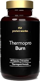 Thermopro Burn - Gold Innovation, Fat Burner Tablets, Preworkout Supplement with Caffeine, Added Amino Acids, Vitamins & Minerals, Reduces Tiredness & Fatigue, 45 Capsules | Protein Works