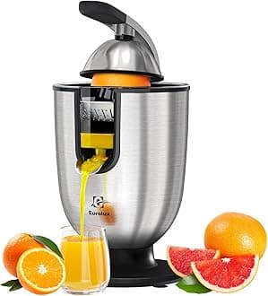 Eurolux - Premium Orange Electric Juicer, Stainless Steel Citrus Juicer with Ultra Powerful Motor and Soft Grip Handle for Effortless Juices, Auto Shut-Off, Parts