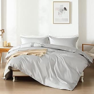 homebox Cotton Duvet Cover Set - 100% Egyptian Cotton Grey Bedding Set Queen Size - 1200 Thread Count Breathable and Soft Duvet Cover Set for All Seasons(Queen, 90x90'')