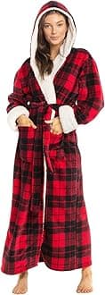Alexander Del RossaSherpa Robes for Women Long, Womens Robes Long Hooded Bathrobes for Women, Winter Plus Size Robe