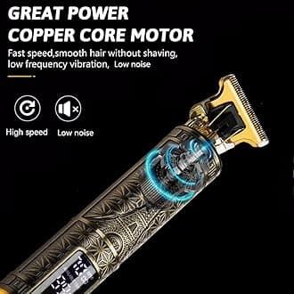 Hair Clippers for Men, Goldseaside Zero Gapped T-Blade Hair Trimmer with 3 Speed Adjustment LED Display, Rechargeable Cordless Grooming Kit for Men