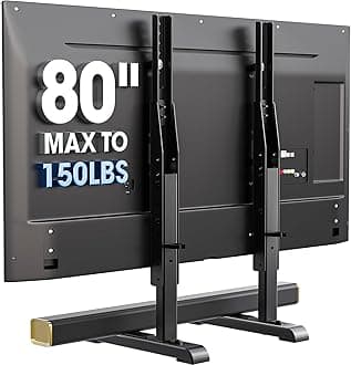 AX WABER Universal TV Stand, Table Top TV Stand Base Wobble-Free Replacement for Most 24 to 80 Inch LCD LED TVs, 7 Height Adjustable TV Legs Hold up to 150lbs, Max VESA 800x500mm, Black AX10TB02
