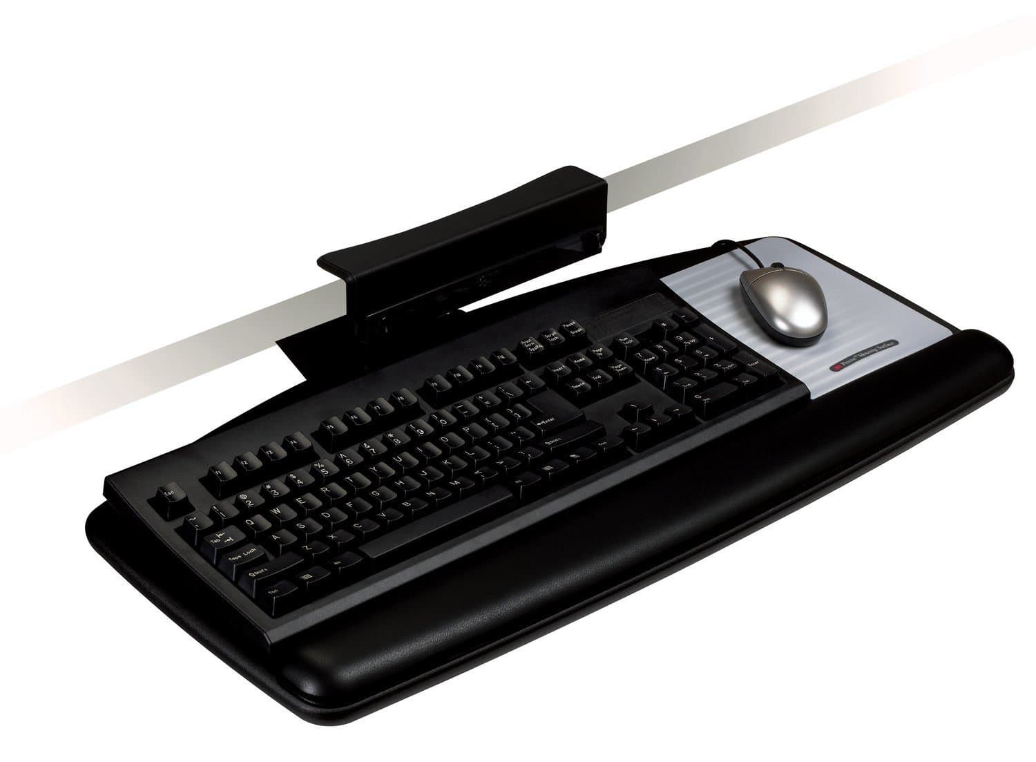 3M Knob Adjust Keyboard Tray, Tool-Free Installation, Standard Platform, Gel Wrist Rest, Precise Mouse Pad, Black (AKT65LE)