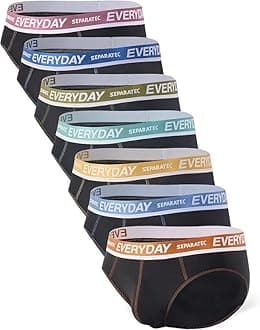 SeparatecMen's Underwear Briefs with Dual Pouch,Covered Waistband,Tagless,Soft&Breathable Cotton Underwear for man,7-Pack