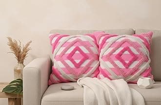 Premium Decorative Throw Cushion Pillow Cover Boho Home Decor - Living Room Bedroom Couch Sofa Cushion Covers 16 inch x 16 inch (1, Cream Geometry)