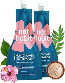 Five Oil Hibiscus NutriMask-Hair Mask For Growth, Conditioning, Smoothening, Strengthen & Shine, Suitable for All Hair & Scalp Types (Pack of 2 x 40 gm)