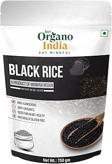 Organo India Manipuri Black Rice-Chak-hao | Aromatic Black Rice | Manipuri Authentic Chak-Hao Rice 750GM | low gi