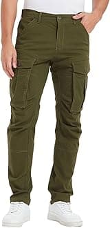 Plaid&Plain Men's Cargo Pants Slim Fit with Articulated Knees