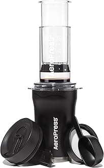 AeroPress Go Plus, Small Portable Coffee Maker for Travel & Camping - 3 In 1 Brew Method Combines French Press, Pourover, Espresso, Full Bodied Coffee without Bitterness, Coffee Press Kit - Black