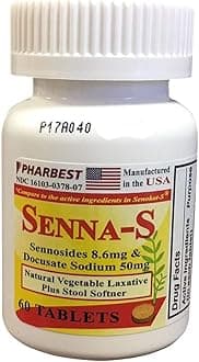 Senna Plus Vegetable Laxative with Stool Softener - 60 Tablets (1 Bottle)