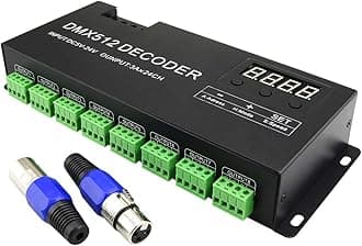 AKEPO LED DMX 24CH Digital Display Decoder, Dimming Driver LED DMX512 Controller for RGB Strip Light DC5-24V 3A/CH (24 Channel with Display)