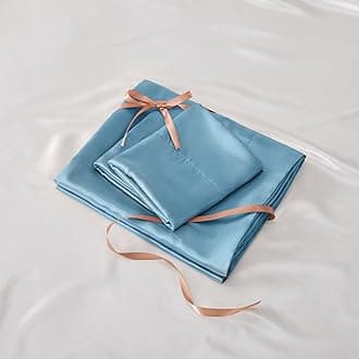 BEDELITE King Size Sheets Set, Luxury Soft Airy Blue Satin Sheets for Hair and Skin, Similar to Silk Bed Sheets Set 4 Pieces with 1 Deep Pocket Fitted Sheet, 1 Flat Sheet, and 2 Pillowcases