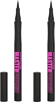 Maybelline New York Eyestudio Master Precise All Day Liquid Eyeliner Makeup, Black, 0.06 Fluid Ounce, Pack of 2