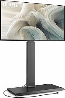 FITUEYES Floor Swivel TV Stand with Power Outlet for 32-65 Inch TVs, Floor TV Stand with Mount Height Adjustable with Iron Base, Hold Up to 88lbs, Space Saving for Bedroom, Living Room