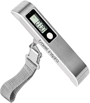 travel inspira Luggage Scale, Portable Digital Hanging Baggage Scale for Travel, Suitcase Weight Scale with Rubber Paint, 110 Pounds, Battery Included