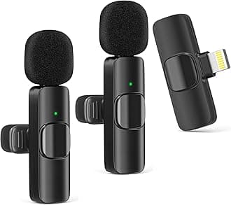 Wireless Lavalier Microphone for iPhone, iPad(Lightning), Wireless Mic with Noise Reduction Chip, Mini Microphone for Recording Podcast YouTube, TikTok(2 Pack)