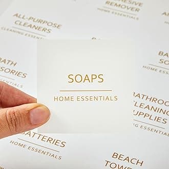 Talented Kitchen 144 Minimalistic Laundry Room Labels for Glass Jars, Preprinted Linen Closet Stickers for Containers, Bathroom Organization, Cleaning Supplies (Gold)