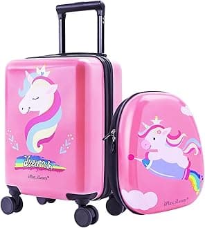 Kids Luggage Set, Carry on Suitcase W/ 4 Spinner Wheels, Pink, OneSize, Classic