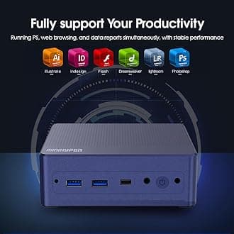 MINIHYPER N95 Mini PC,Intel 12th N95 (up to 3.4GHz) Mini Computer, 16GB RAM 1TB SSD, USB3.0, Support 4K UHD Dual HDMI DP BT5.1, Dual Band WiFi VESA Mount