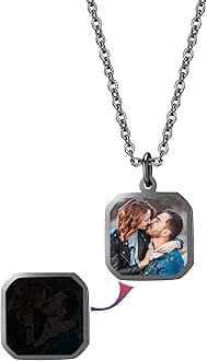 IBLUCTRYPersonalized Custom Heat Activated Magic Necklace with Hidden Picture - Heat Color Changing Picture Necklace - Trendy Gift for Women, Men, Christmas, Birthday
