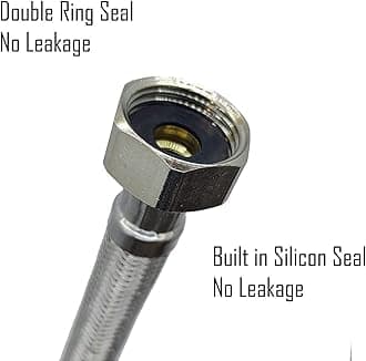 GLOBOMOTIVE 304 Grade Braided Stainless Steel Connection Pipe Hose Pipe for Wash Basin, Kitchen Sink, Geyser - 60 Inch (2 Pieces Set, Pack of 1 Pair)