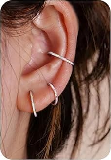 BodyBonita Hinged Opal Nose Rings Hoops - 16G/18G/20G 316L Surgical Steel Hinged Hoop Nose Rings Septum Rings Conch Helix Daith Piercing Jewelry Purple/Pink/Blue/White 10mm/8mm Silver/Gold Plated