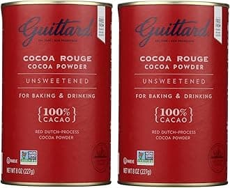E Guittard Cocoa Powder, Unsweetened Rouge Red Dutch Process Cocoa, 8oz Can - Pack of 2