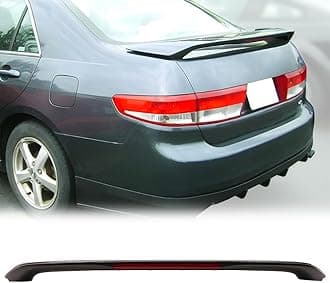 Trunk Spoiler Compatible with 2003-2005 Honda Accord Sedan 4-Door, OEM Style ABS Rear Trunk Tail Lid Spoiler Wing with LED Brake Light, Unpainted Black