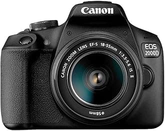 Canon EOS 2000D DSLR Camera and EF-S 18-55 mm f/3.5-5.6 IS II Lens, Black (Renewed)