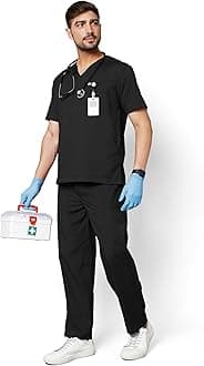 Active Men's 5-Pocket New Gen Scrubsuit V Neck Flexibile & Comfortable Top & Bottom Easily Accessible Pockets Uniform for Doctors