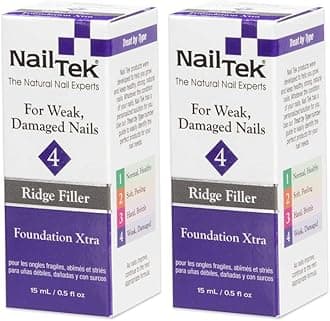 Nail Tek Foundation Xtra 4, Ridge Filling Strengthening Base Coat for Weak and Damaged Nails, 0.5 oz, 2-Pack