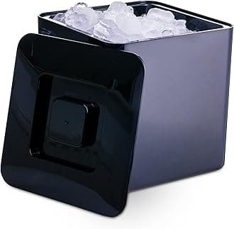 10L Square Ice Bucket with Lid – Black Double Wall Insulated Party Ice Bucket with Removable Drain Liner for Home Bar, Garden Parties & Events