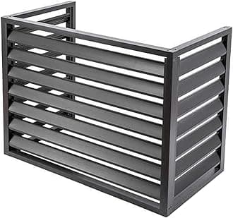 Aluminum Air Conditioner and Heat Pump Cover, 3 Panels Mini Split Air Conditioner Fence Screen for Outside Units, Noise Reduction AC Unit Cover,100x70x50cm,Black