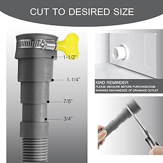 3-meter 10 FT universal washing machine dishwasher drain hose extension kit, including a 10 FT hose, 1 white extension joint, 2 steel clamps, and U-shaped elbow hose bracket
