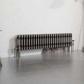 Warmehaus 300x1190mm Raw Metal Horizontal 4 Column Radiator Traditional Cast Iron Style Bathroom Radiator Central Heating