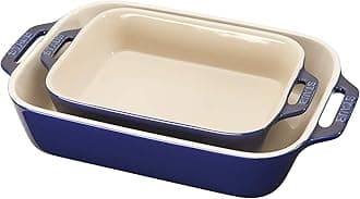 STAUB Ceramics Rectangular Baking Dish Set, 2 Pieces, Dark Blue