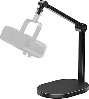 Studio Mic Stand, Pack of 2 Max Load 2.64 lb Microphone Arm Desk Mount Desktop Microphone Stand for Fifine AM8 K669B Blue Yeti HyperX QuadCast SoloCast AT2020, Webcams Cameras, Black