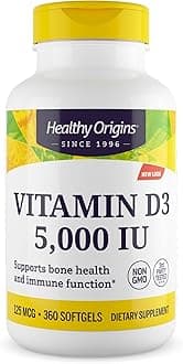 Vitamin D3 (Lanolin) 5,000 IU Softgel - Bone Health and Immune Support Supplement - Easily Absorbable Vitamin D Supplements - Gluten-Free Vitamin D3 Supplement - 360 Softgels