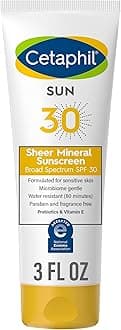 Sheer Mineral Sunscreen Lotion for Face & Body, 3 fl oz, 100% Mineral UVA/UVB Filters: Zinc Oxide & Titanium Dioxide, Broad Spectrum SPF 30, For Sensitive Skin