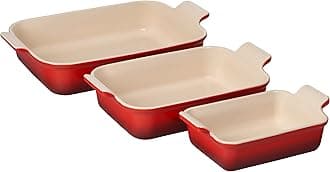 Stoneware Heritage Set 3 Rectangular Dishes, Cerise
