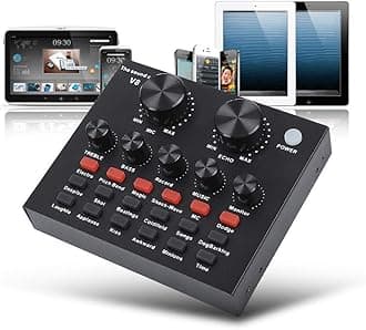 V8 Karaoke Recording & Broadcast Audio Mixer - USB External Sound Card for Live KTV, Recording & Voice Chatting