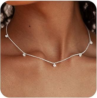 FUNEIA Dainty Silver Gold Necklaces for Women Trendy Non Tarnish 14K Gold Plated Cubic Zirconia Necklace Layered Cute Butterfly Heart Station Choker Necklace Stack for Wedding Prom Brides Jewelry