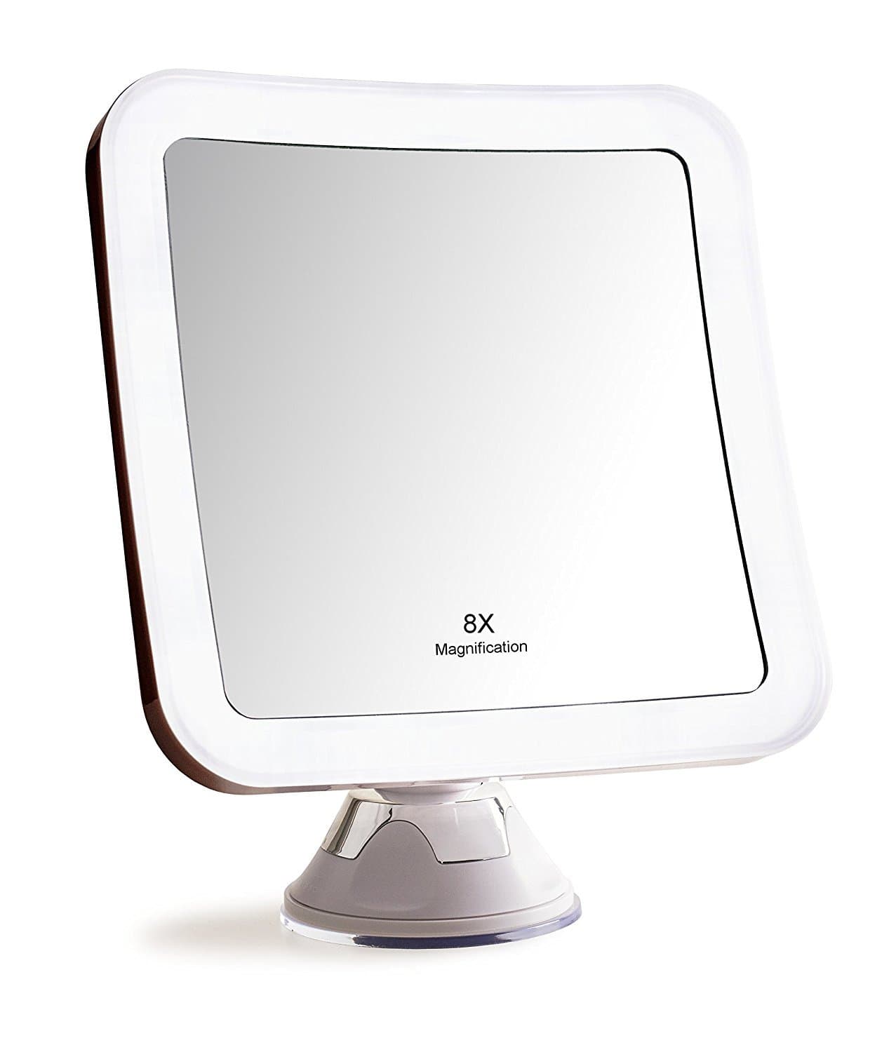 8x Magnification LED Makeup Mirror with Adjustable Arm/Tilt Head, Advanced Suction cup, Perfect for Makeup, Exfoliating, Bathroom, Dressing Room, Face Washing, Tweezing, Personal Use or Travel