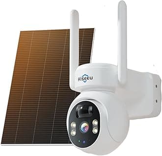 Solar Camera Outdoor, 4MP Wireless Battery Camera, PTZ 360° View, PIR Motion Detection, Color Night Vision, IP66, 2-Way Audio, 2.4G WiFi, No Monthly Fee