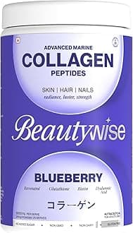 Beautywise Advanced Marine Collagen Proteins Powder with Hyaluronic Acid, Glutathione & Biotin | No Smell & Easy to Mix with No Added Sugar 250G(Blueberry Pack of 1)