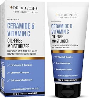 Dr. Sheth's Ceramide & Vitamin C Oil - Free Moisturizer| Lightweight Moisturizer to Hydrate & Brighten Skin | With Vitamin C, Ceramide & Ashwagandha | For Women & Men | 50g