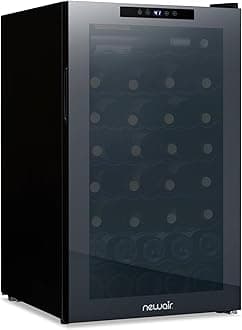 NewAir 20" Wine Fridge for 51 Bottles | Built-In or Freestanding Wine Cooler Refrigerator with Glass Door | Mirrored Double-Pane Design, Compressor Cooling & Adjustable Shelves | Black
