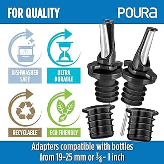Poura Liquor Bottle Pourers Black